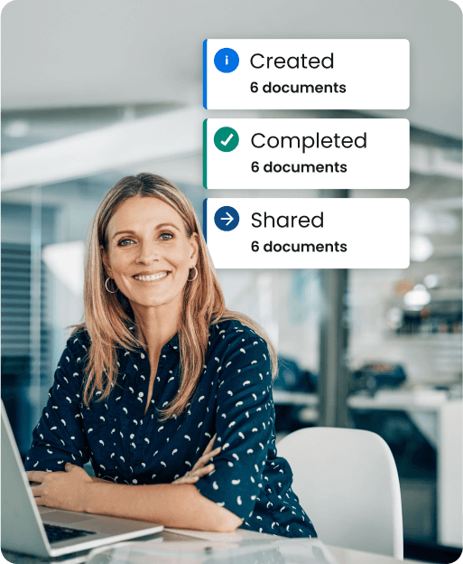 Woman with automated documents user interface