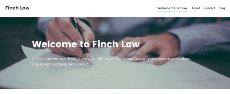 Image of the finch law website header
