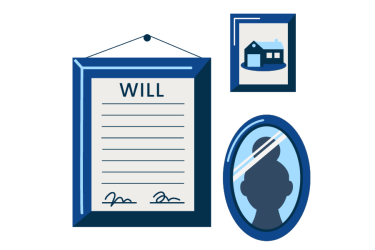 Image of a will hung in a frame on a wall