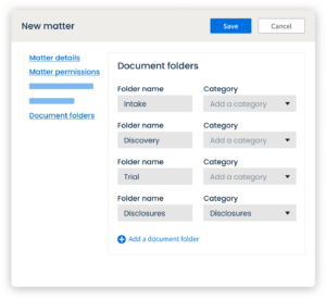 Clio Management matter document folders