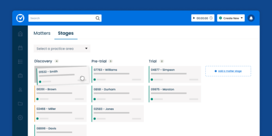 Simplified Product UI Clio Manage Matter Stages