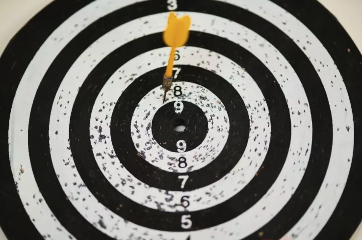 Dart board with a dart indicating how important lawyer goals are for law firm profitability