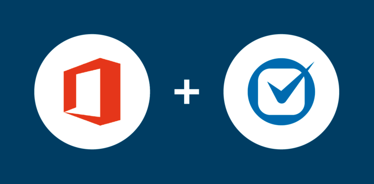 Office 365 and Clio logo on a blue background