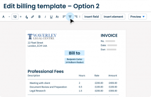 UK Bill Template Editor Edit Billing Template Center Text Simple