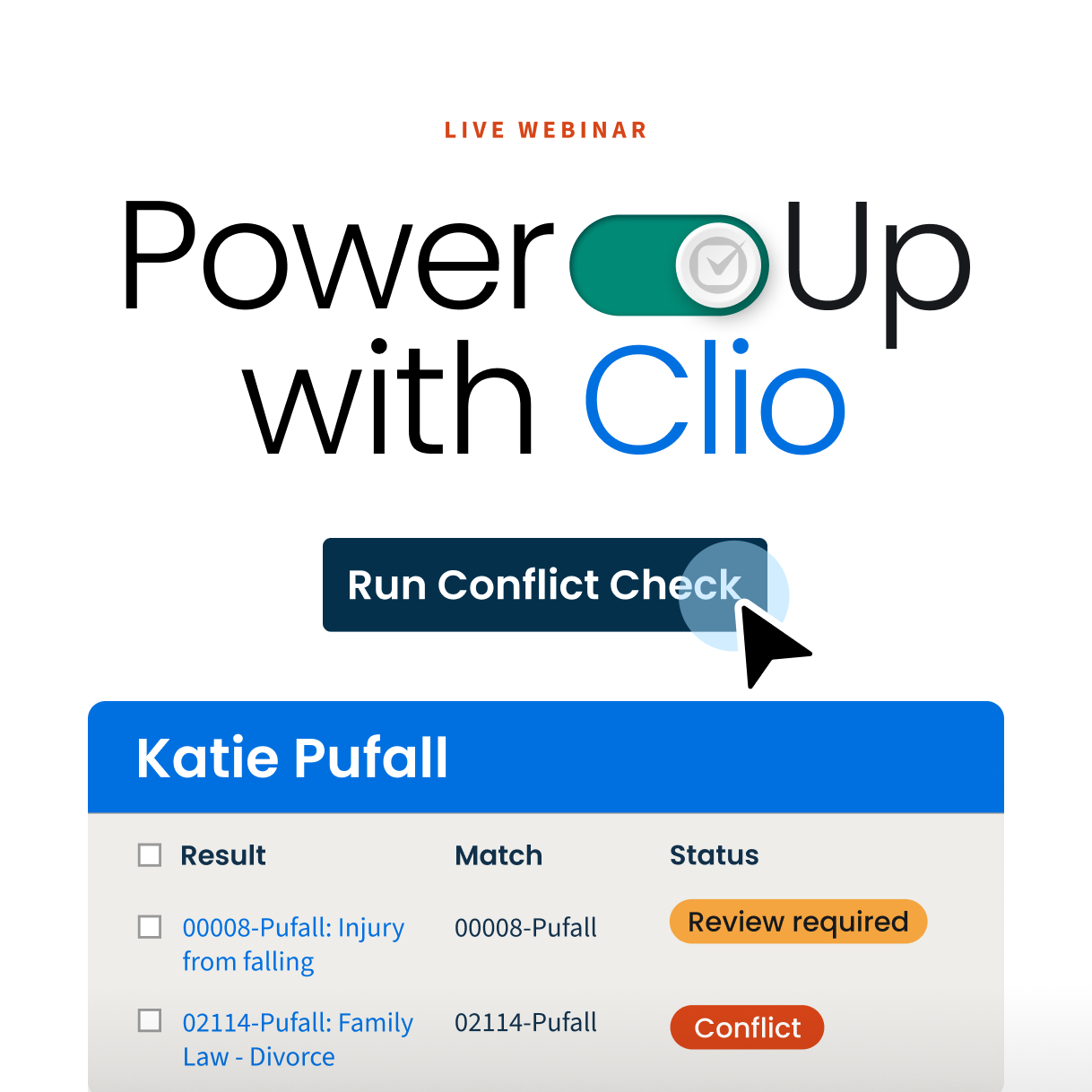 Power up with Clio. Not generic chatbot results. See how Clio Work outperforms human-only research by combining your case context with the world's largest legal library. Thursday May 28 at 11am PT / 2pm ET.
