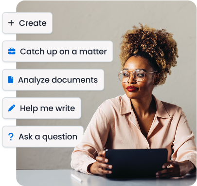 Woman working w/ Manage AI.