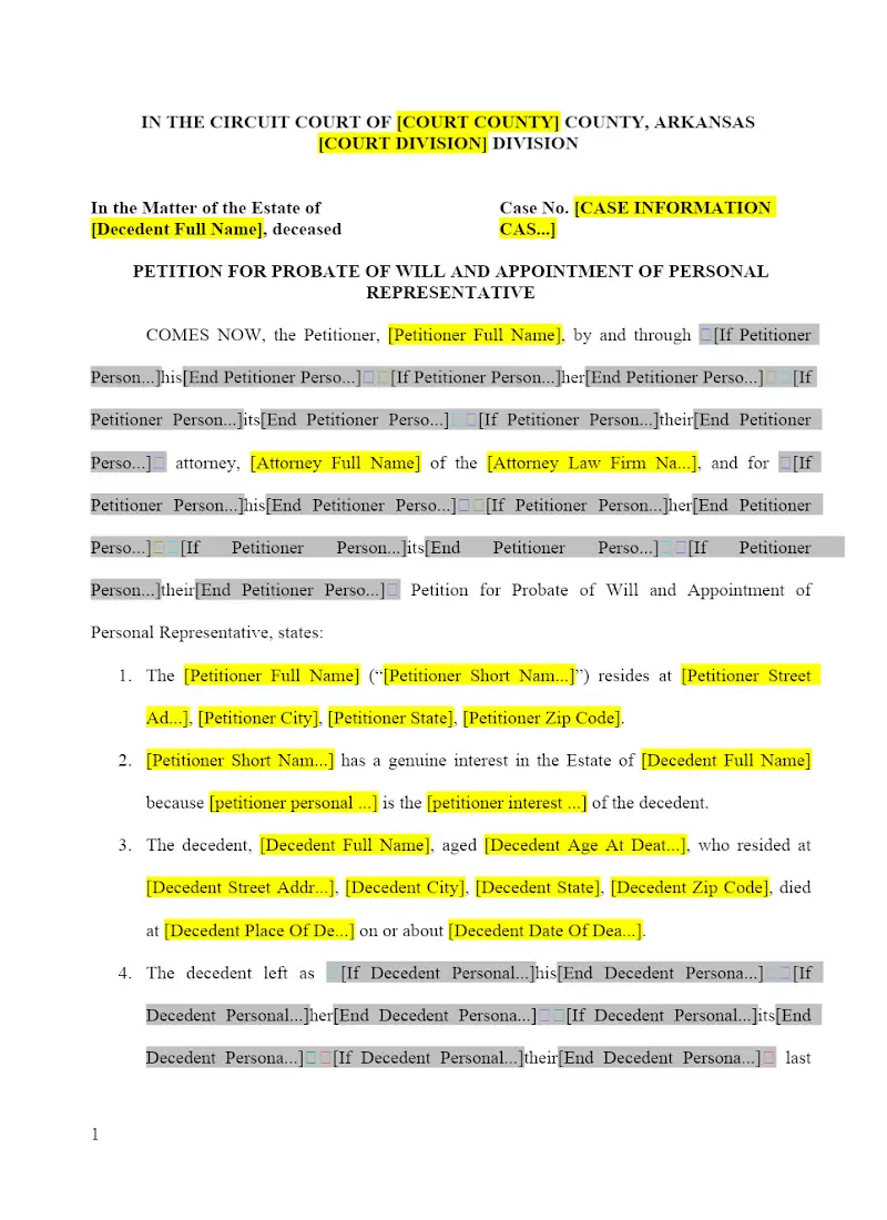 Petition for Probate of Will and Appointment of PR (Form 3)