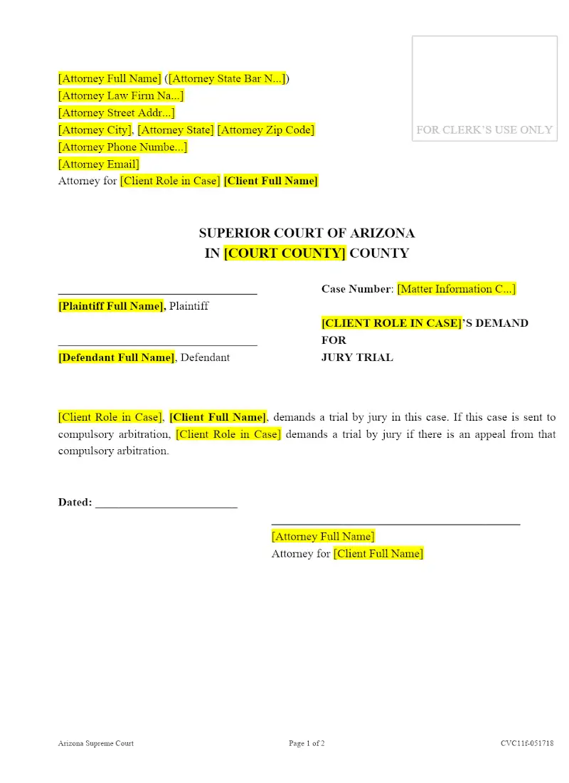 Demand for Jury Trial (CVC11F)