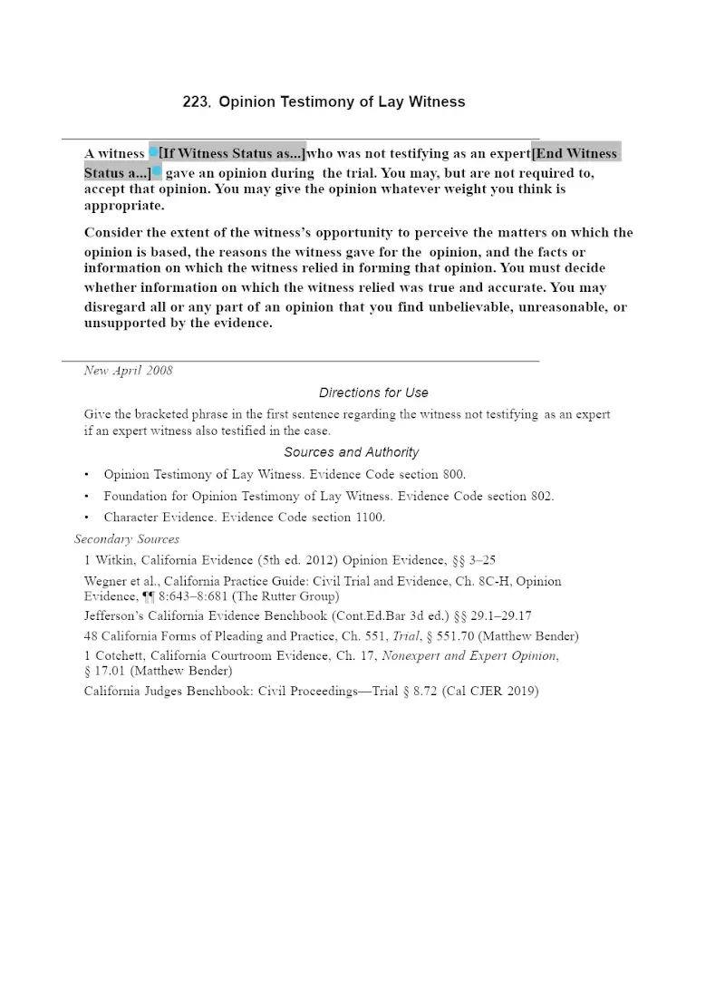 Opinion Testimony of Lay Witness