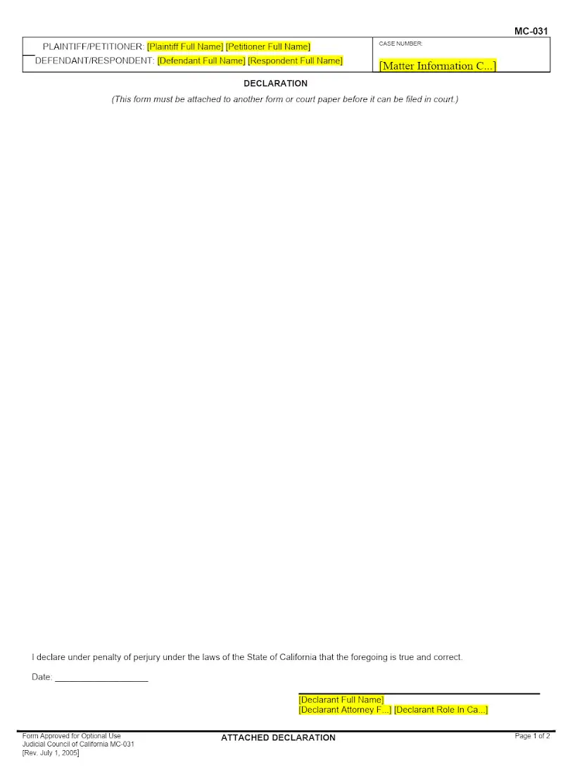 Declaration (MC-031)