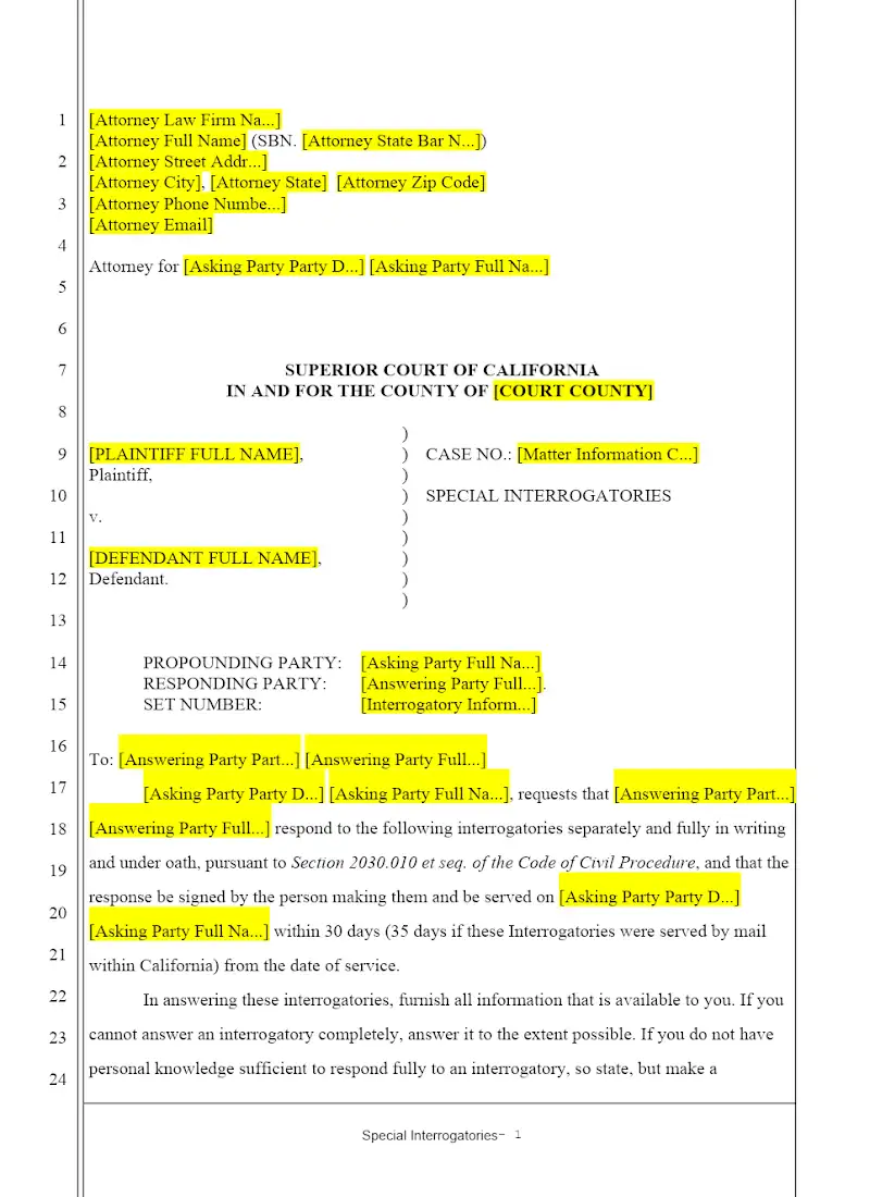 Special Interrogatories