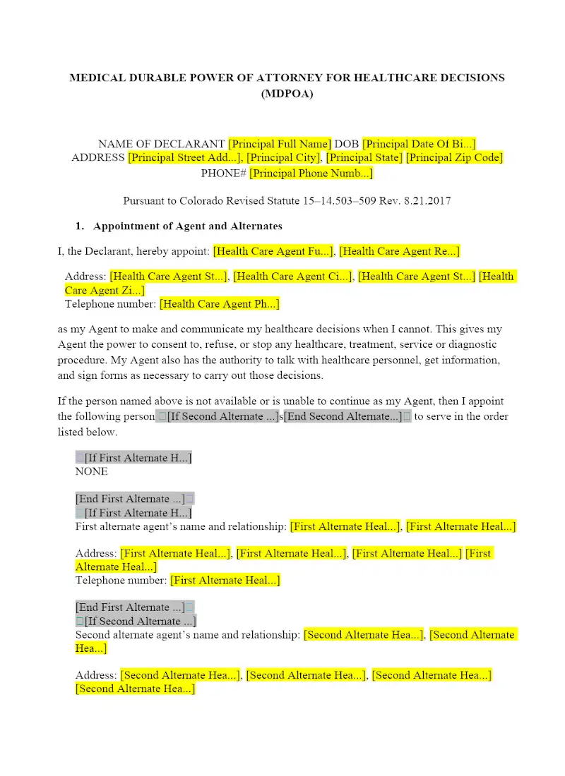 Durable POA for Health Care Decisions