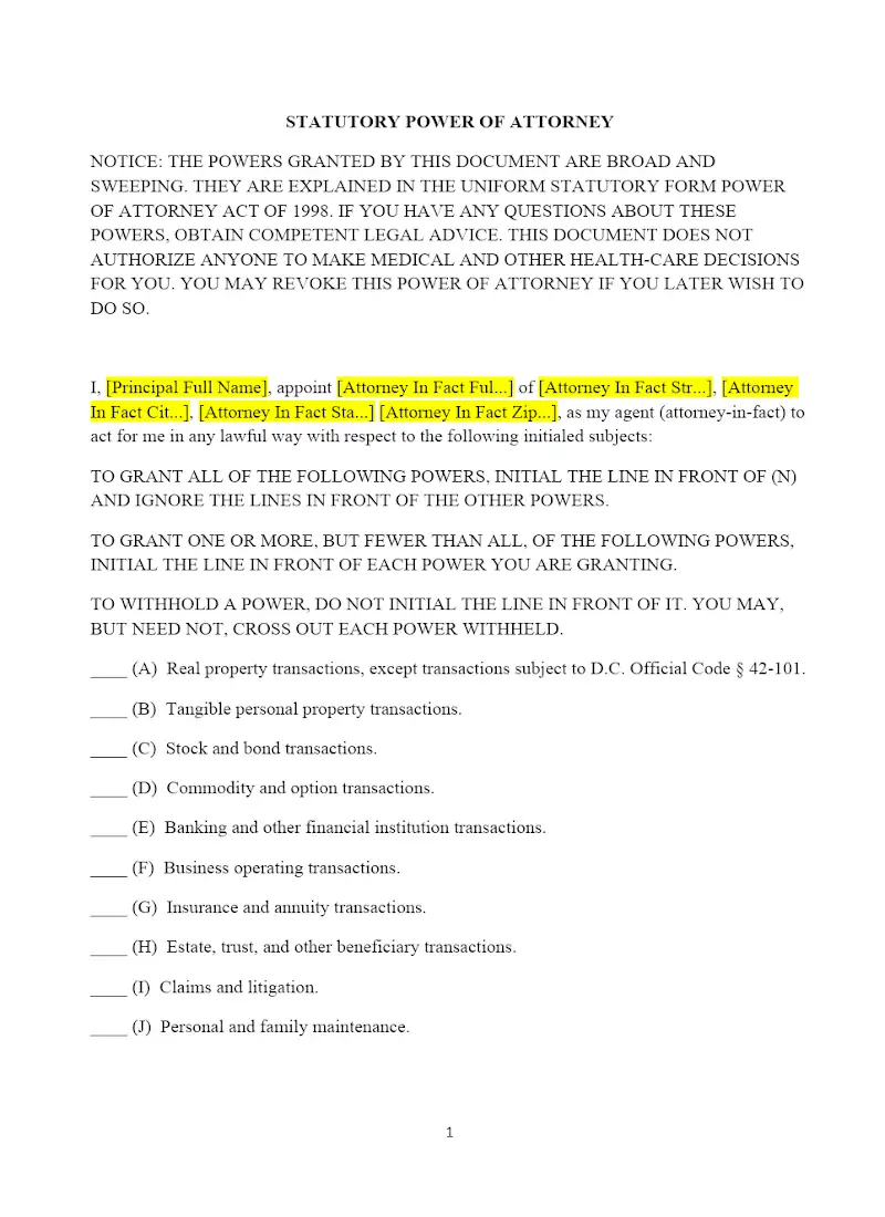 Statutory Power of Attorney