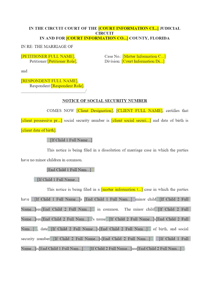 Notice of Social Security Number (12.902(j) )