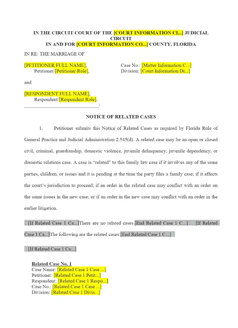 Notice of Related Cases (12.900(h) )