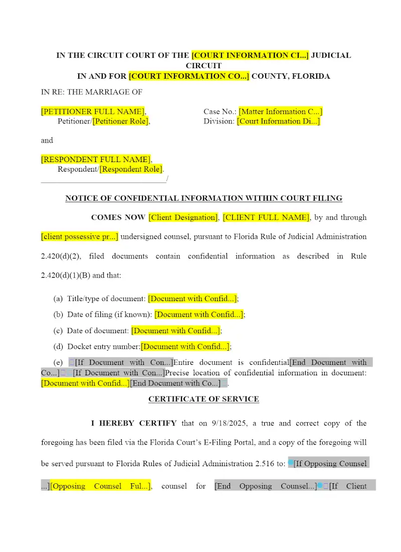 Notice of Confidential Information