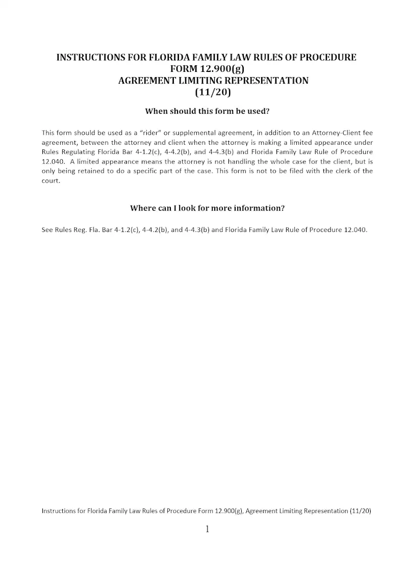 Agreement Limiting Representation (Form 12.900g)