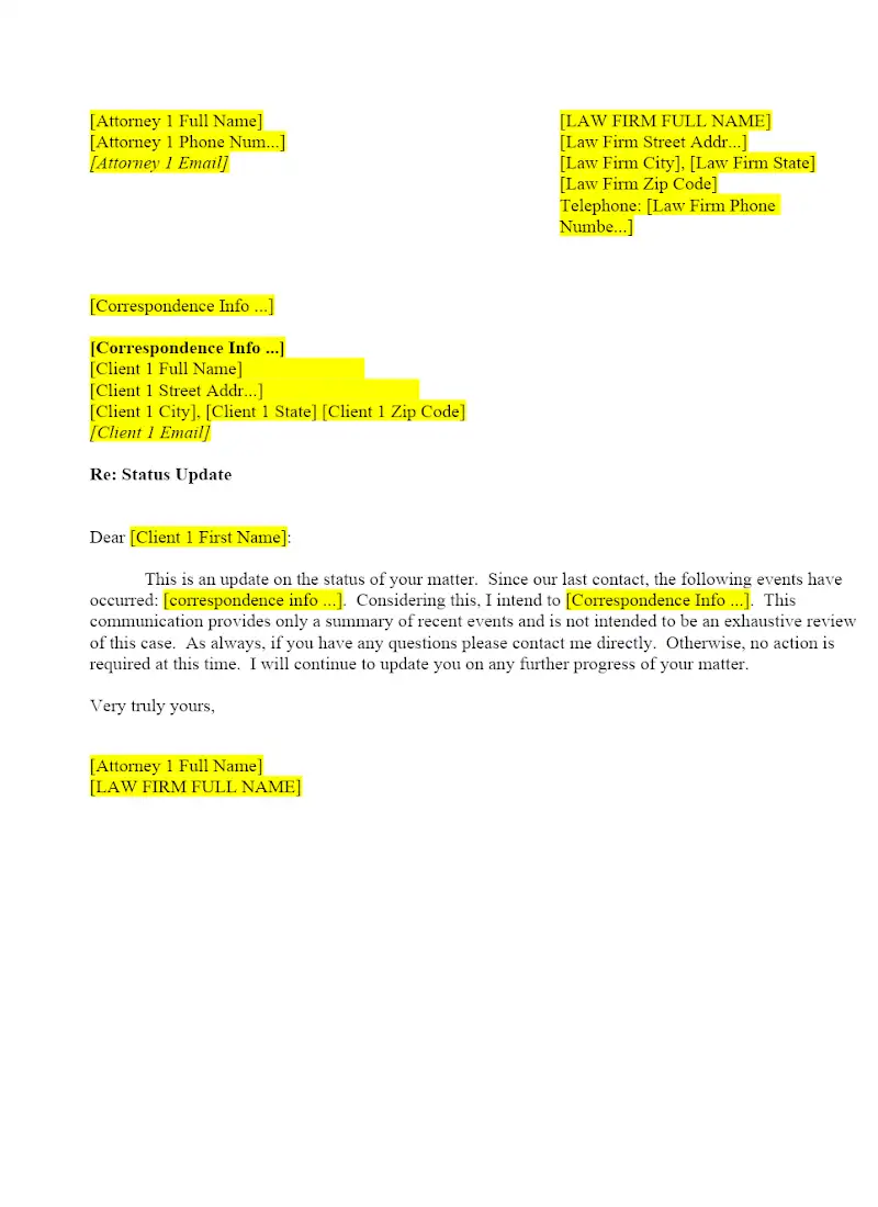 Client Status Update Letter