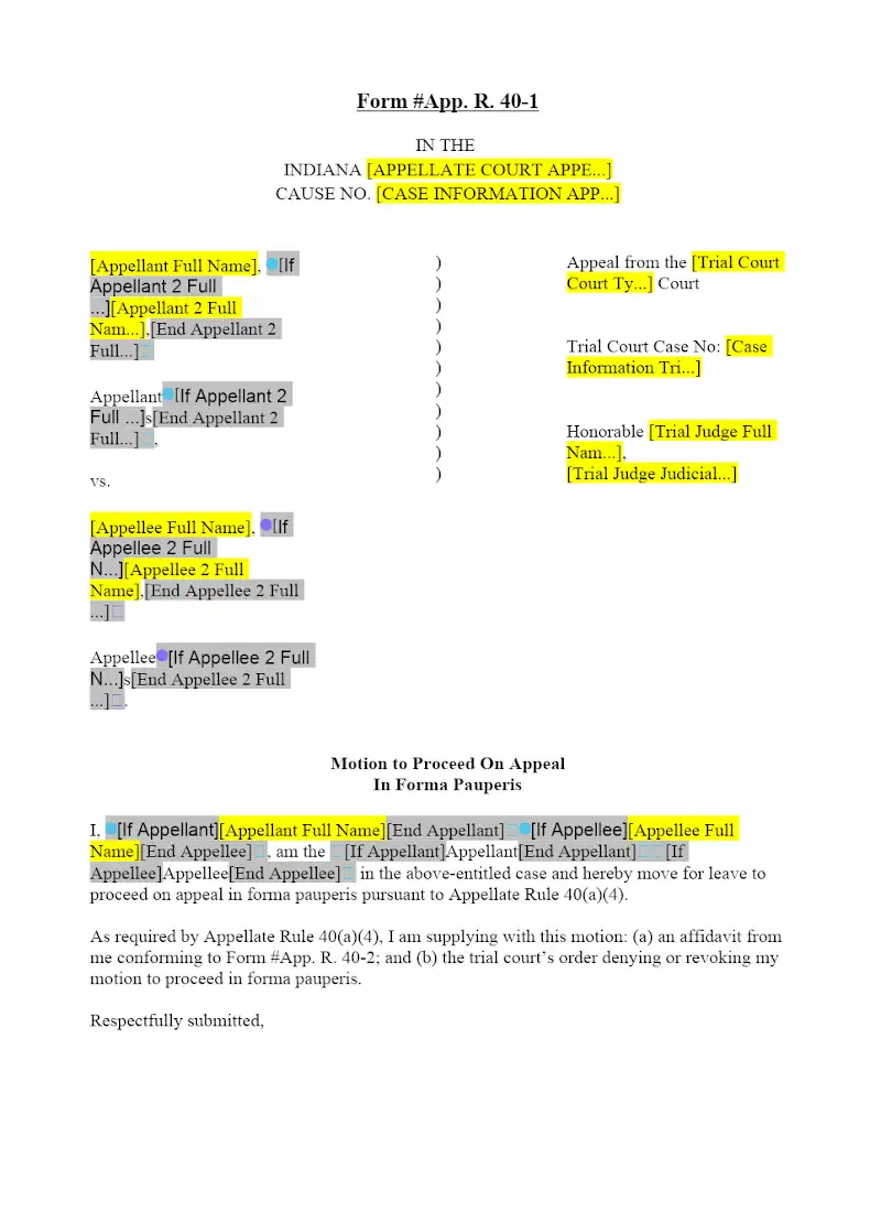 In Forma Pauperis Motion (40-1)