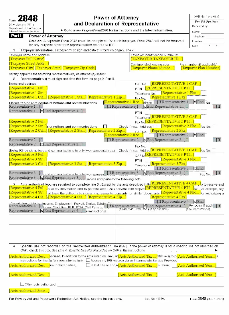 Power of Attorney and Declaration of Representative