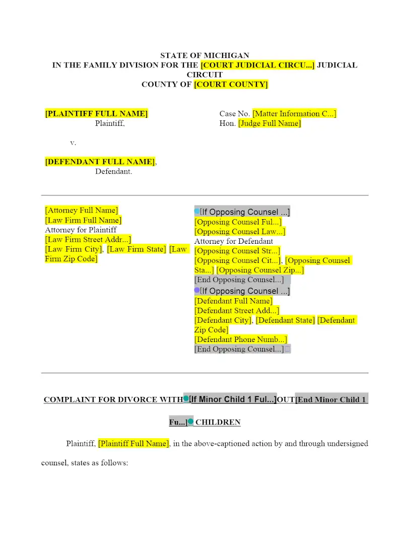 Complaint for Divorce