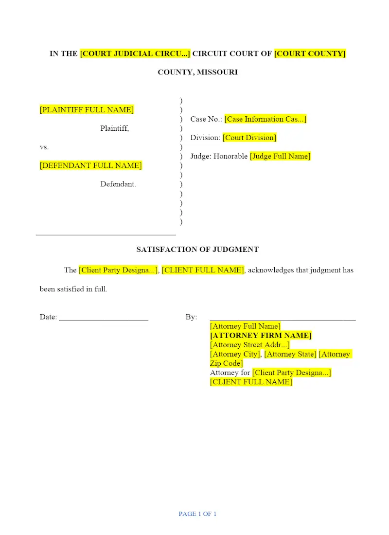 Satisfaction of Judgment