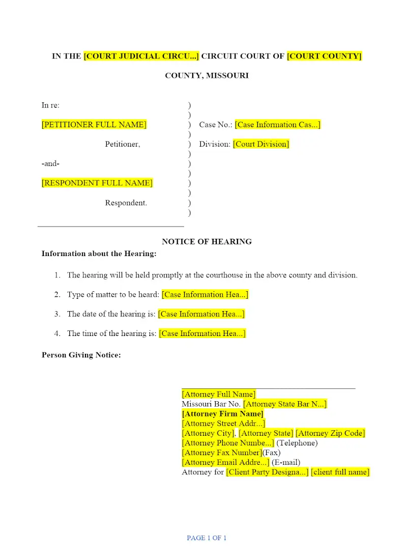 Notice of Hearing (CAFC 721)