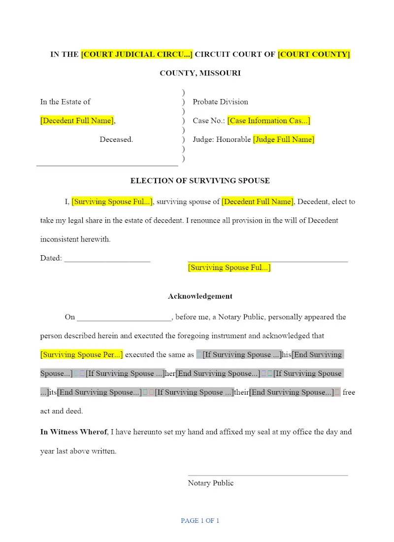 Election of Suriving Spouse (PR 75)
