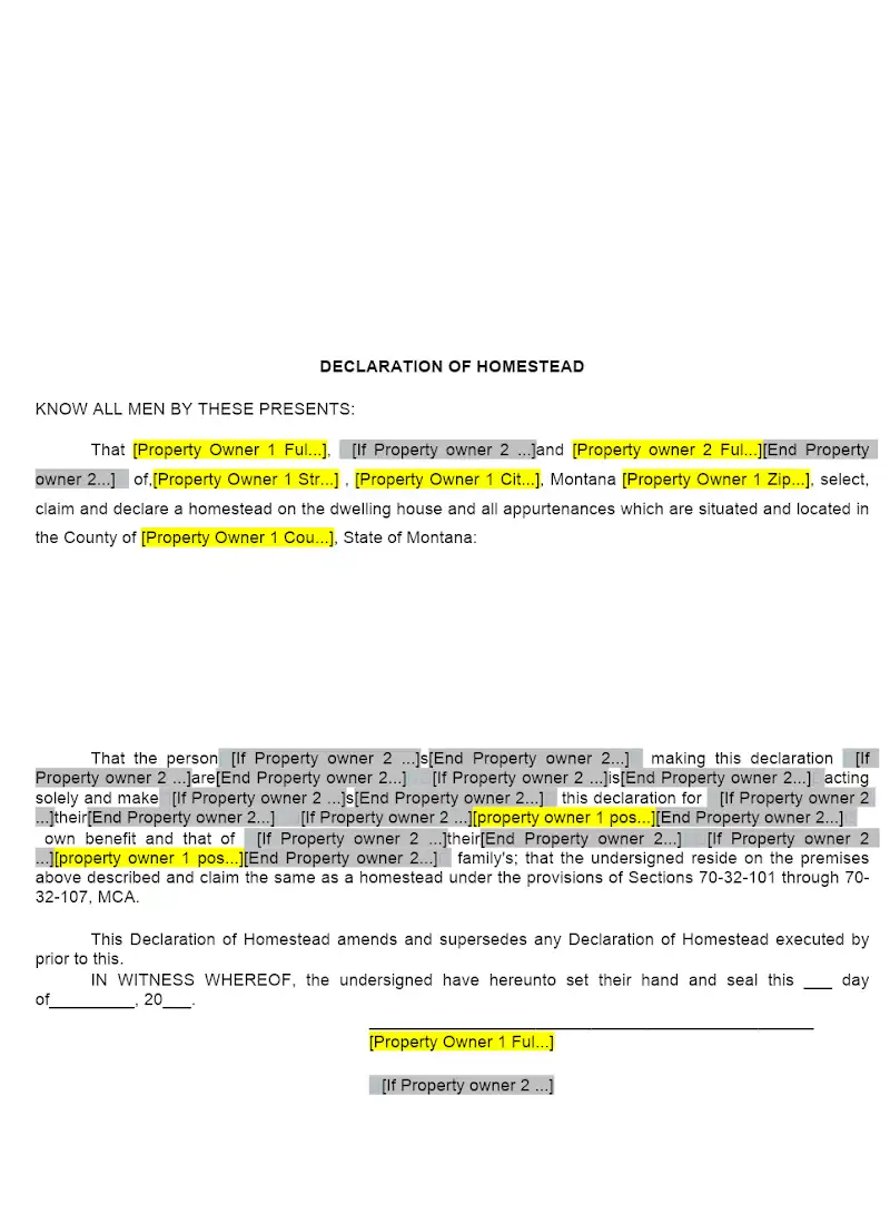 Declaration of Homestead