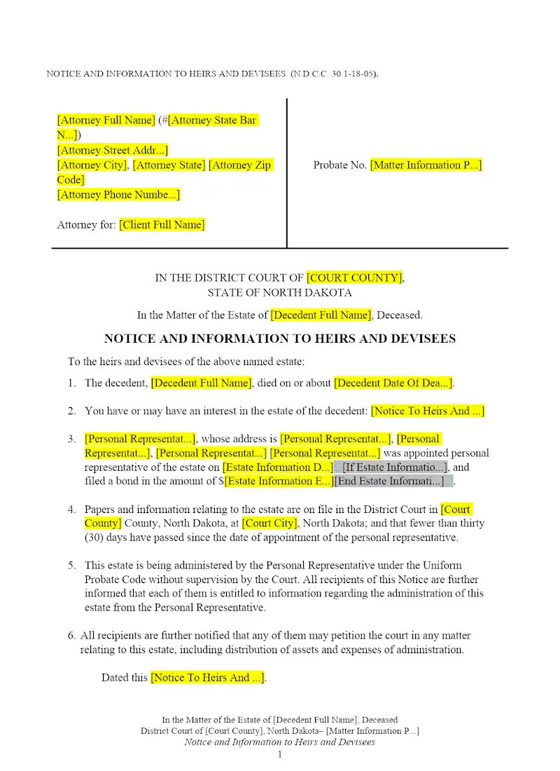 Notice to Heirs and Devisees (Form 5)