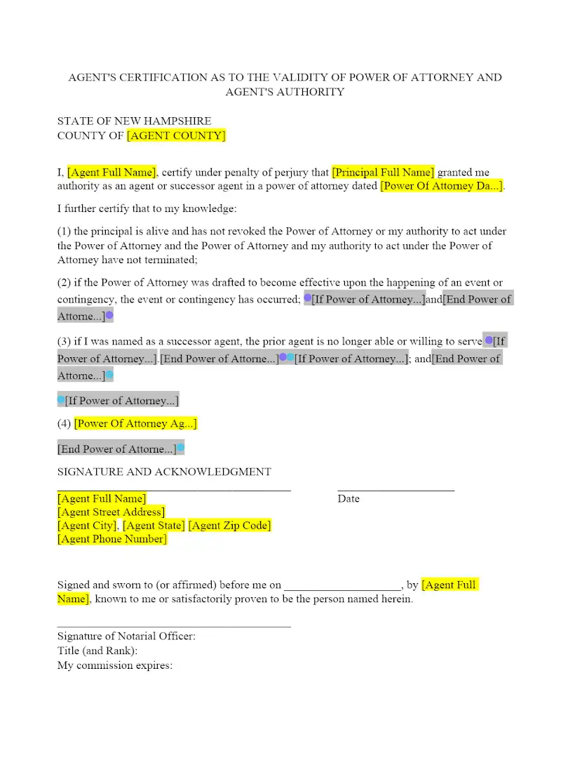 Agent's Certification