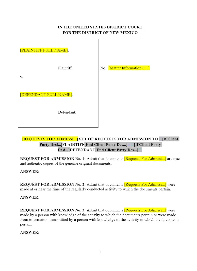 Federal Requests for Admission