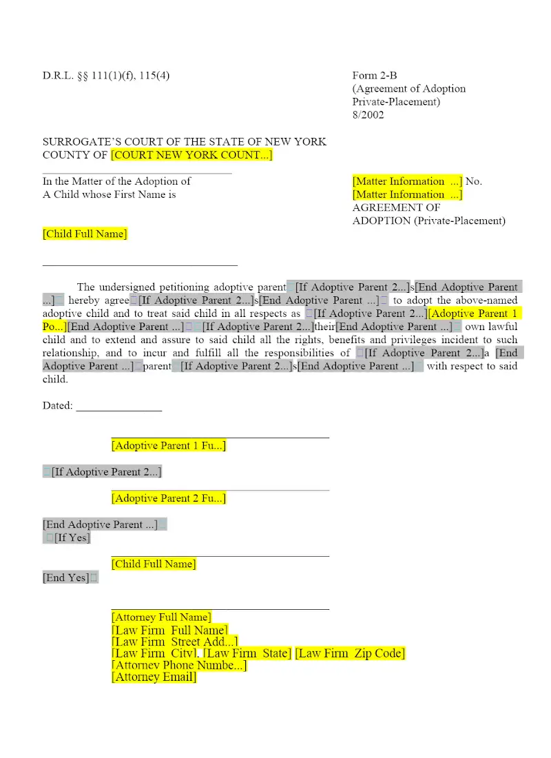 Agreement of Adoption (Private Placement) (2-B)