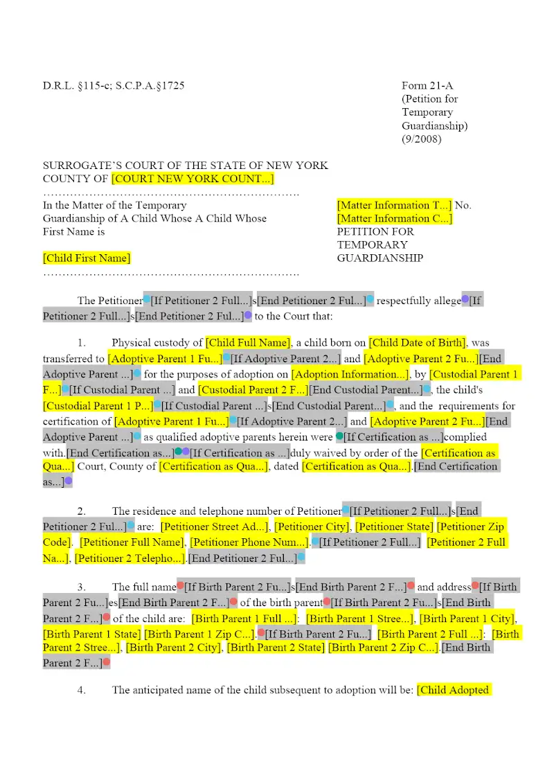 Petition for Temporary Guardianship (21-A)