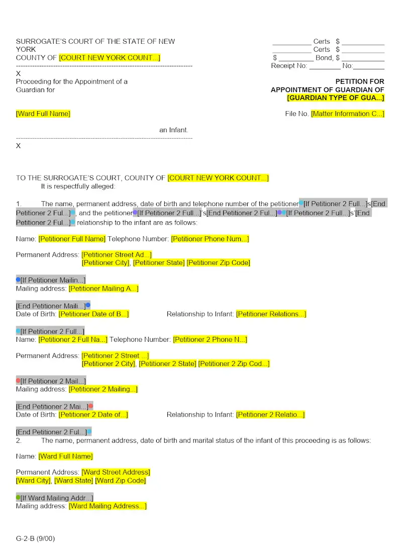 Petition for Appointment of Guardian (Property) (G-2-B, G-1, G-5, G-3, G-4)
