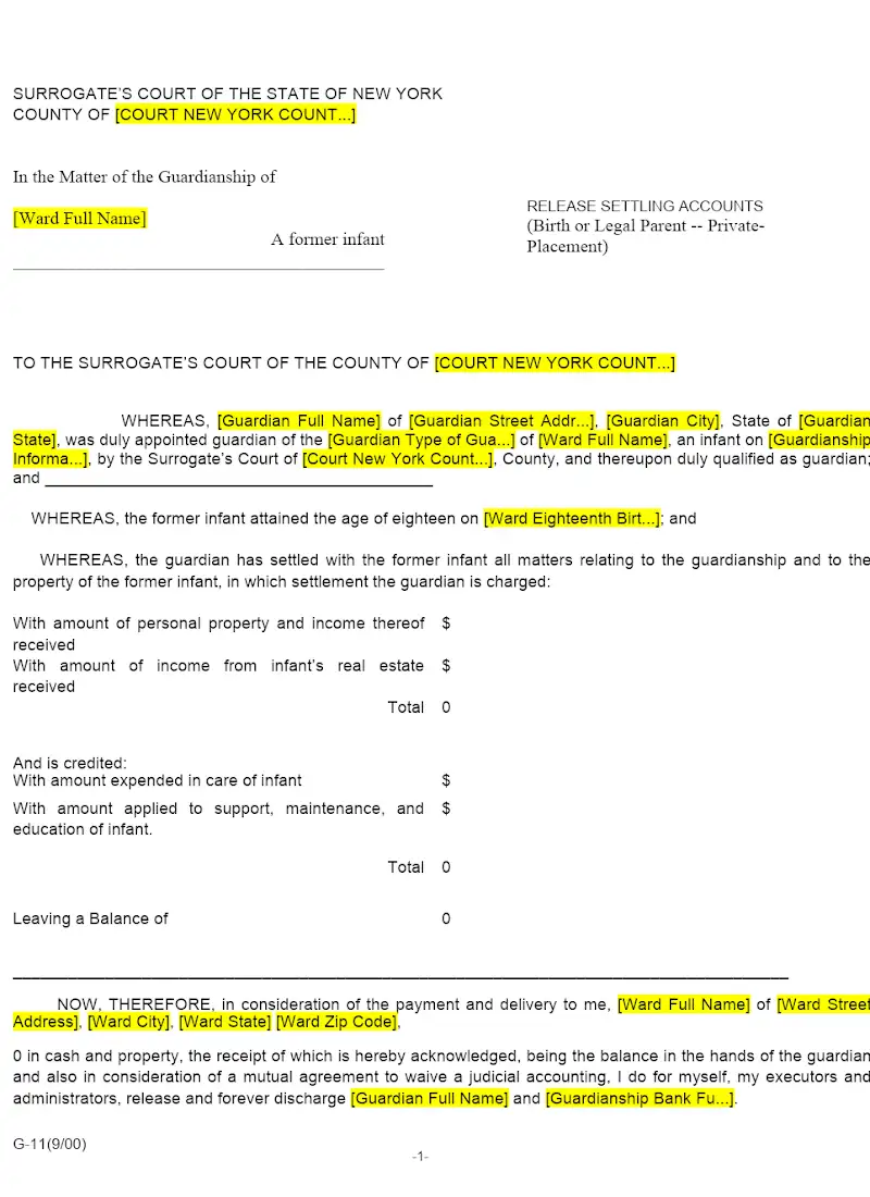 Release Settling Accounts