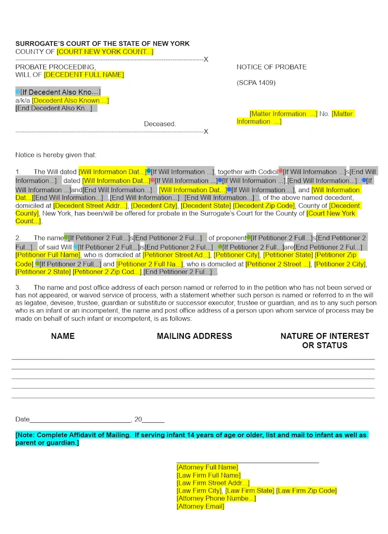 Notice of Probate (Form P-6)