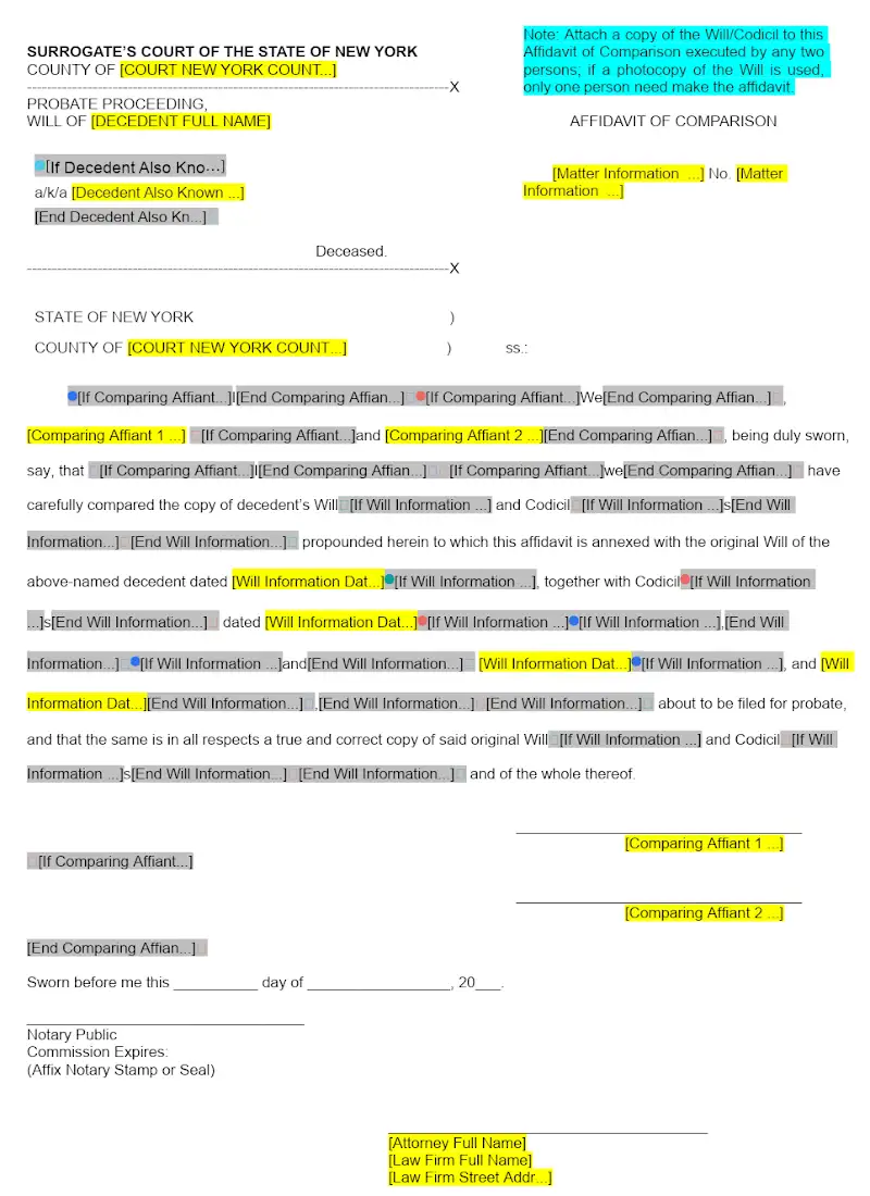 Affidavit of Comparison (Form P-13)