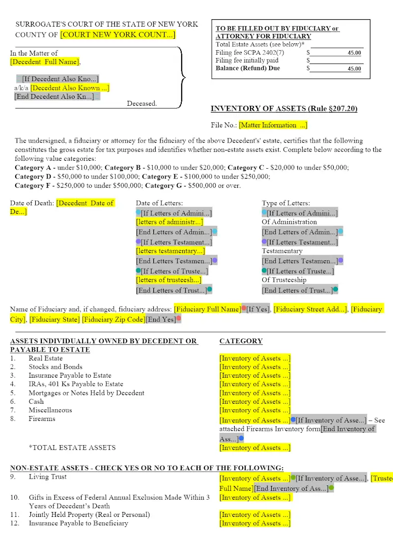 Inventory of Assets (Rule 207.20)