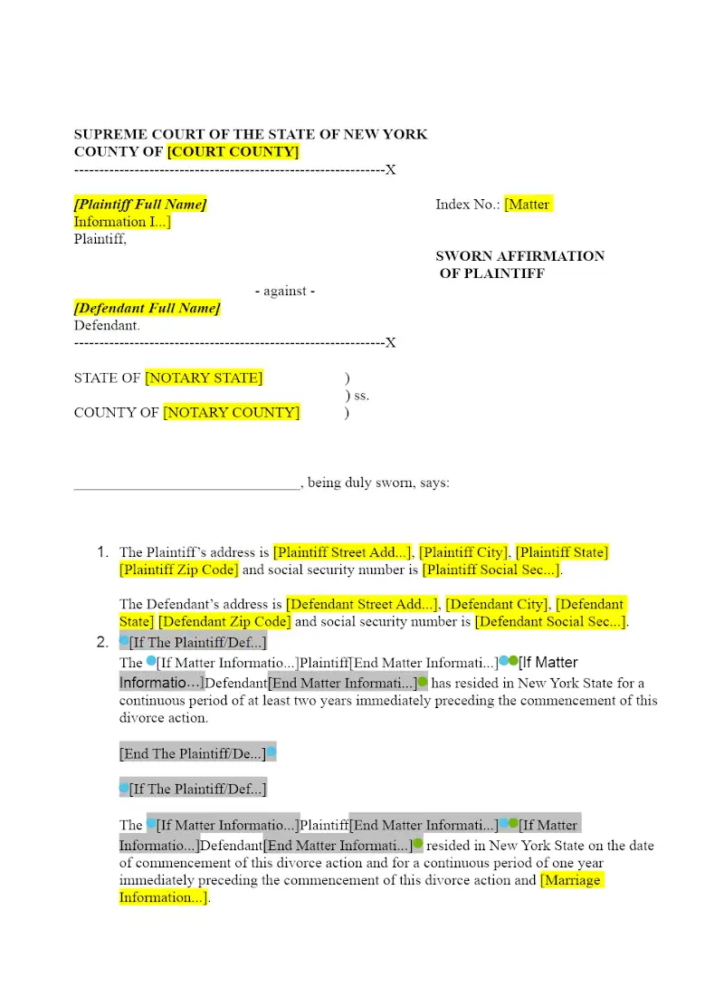 Sworn Affirmation of Plaintiff (UD-6)