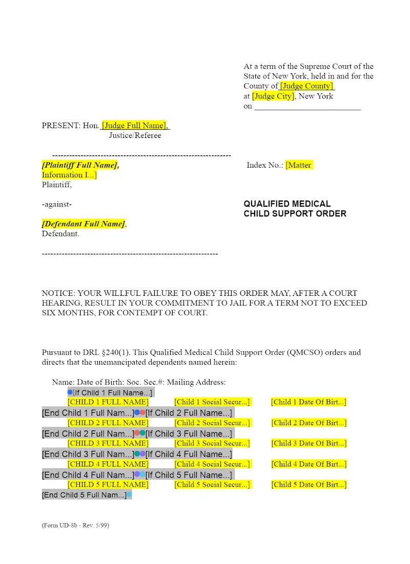 Qualified Medical Child Support Order (UD-8b)