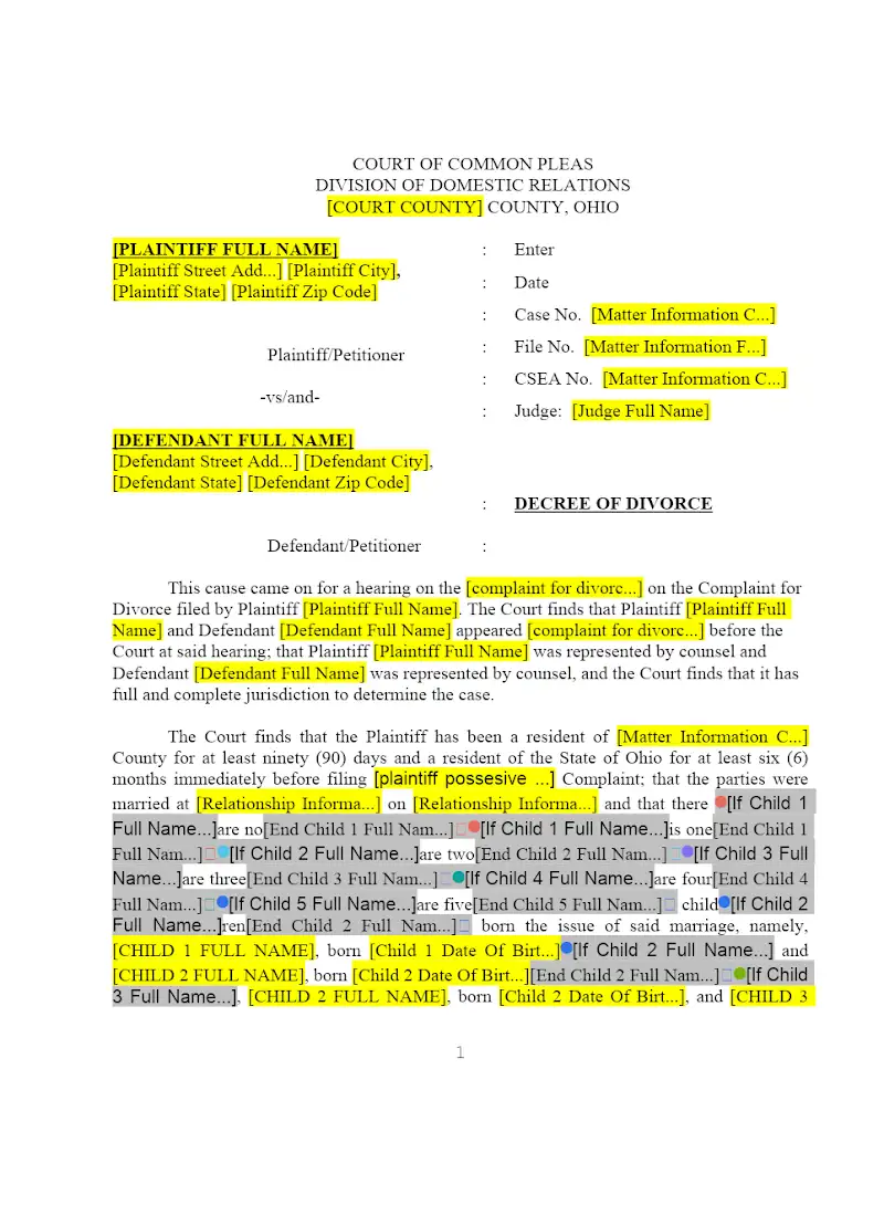 Decree of Divorce, Children