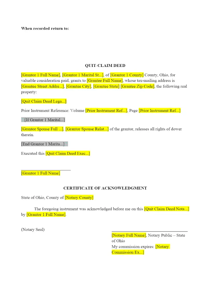 Quit Claim Deed