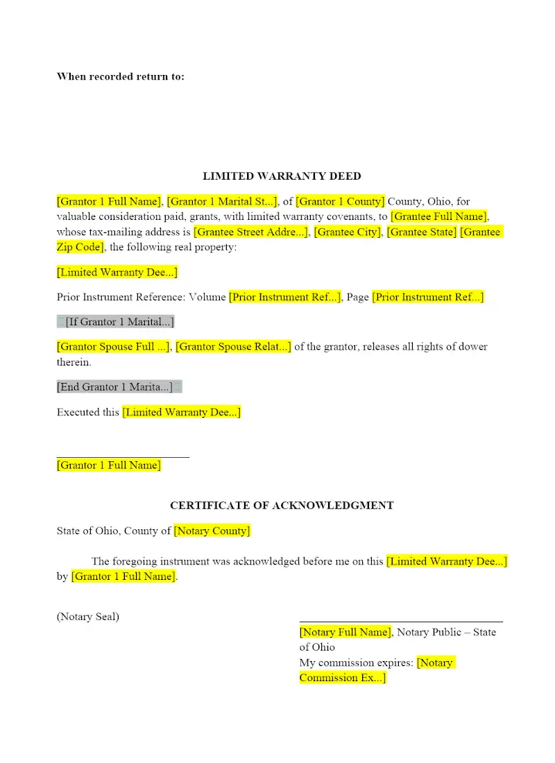 Limited Warranty Deed