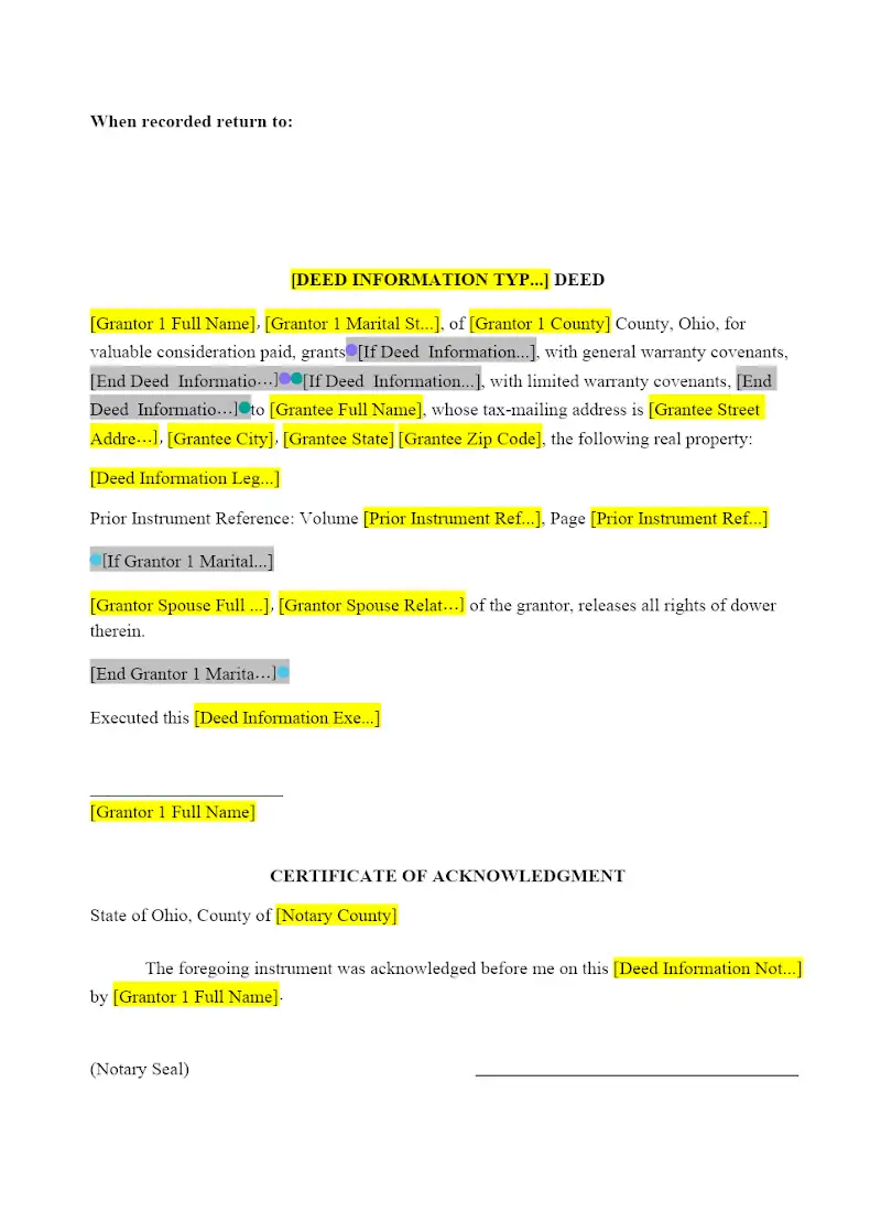 Deed Form (Variable)