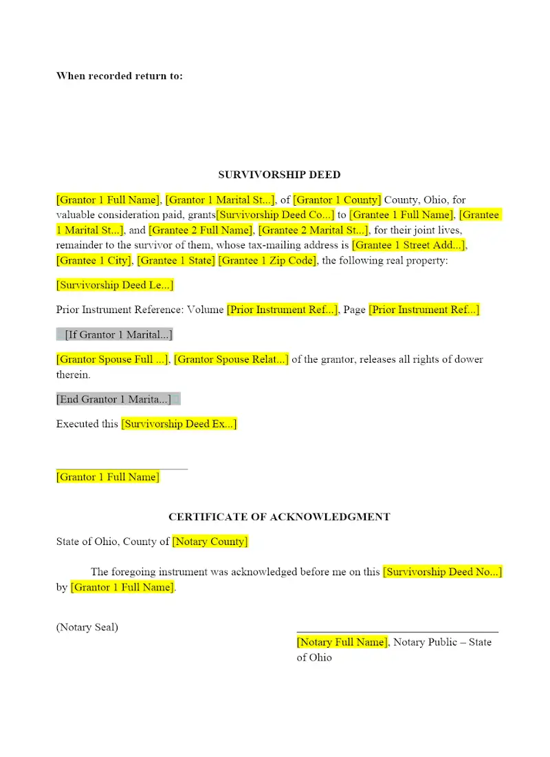 Survivorship Deed