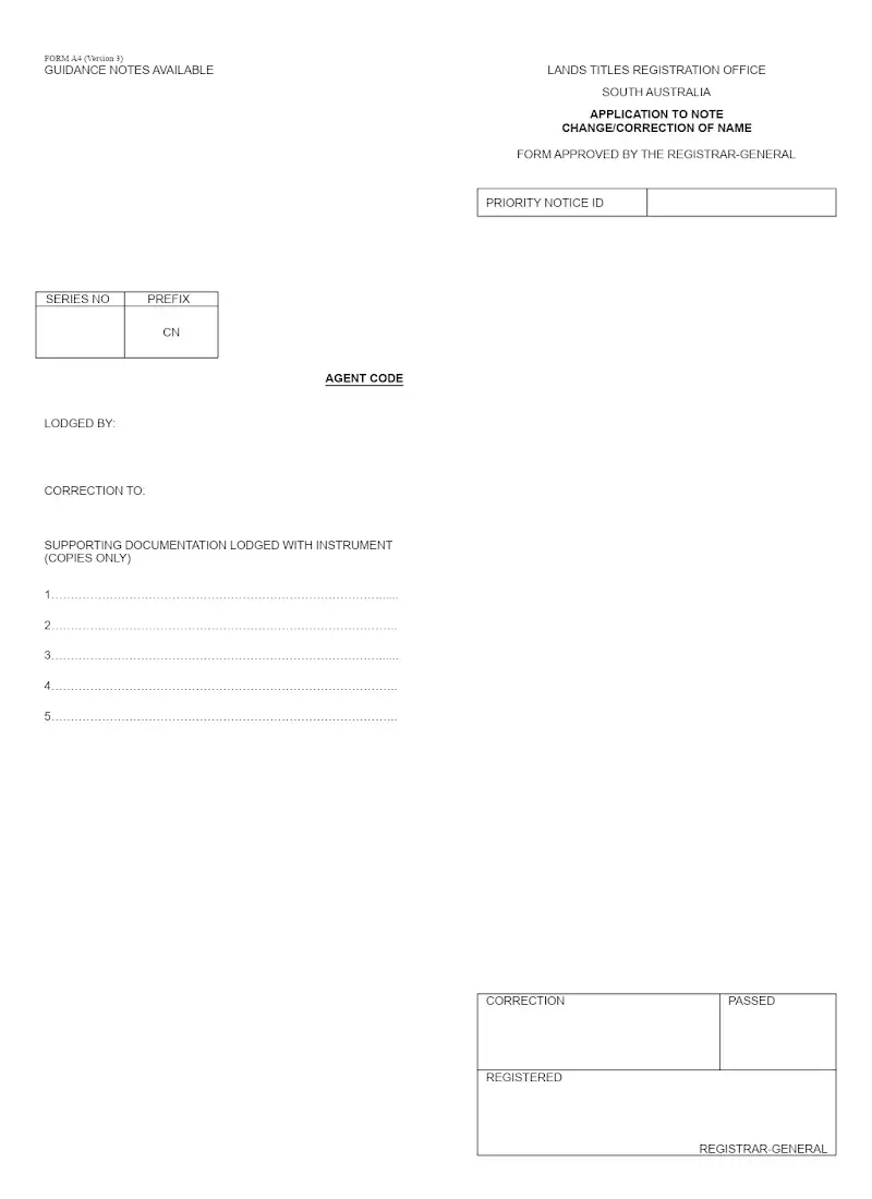 Application to Note Change or Correction of Name (Form A4)