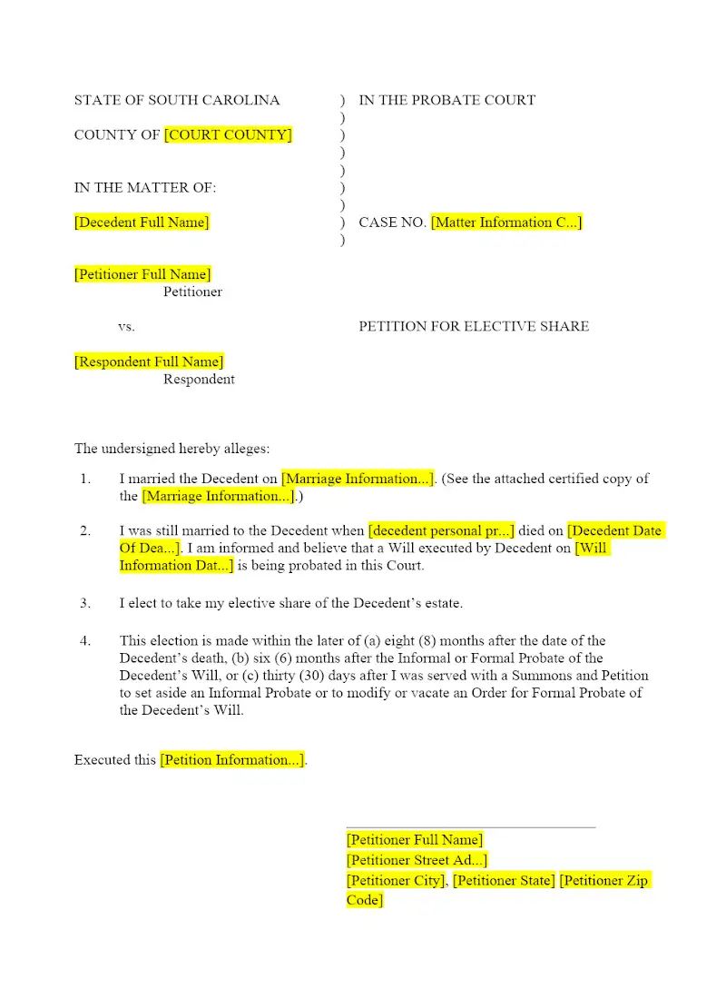 Petition for Elective Share (404ES)