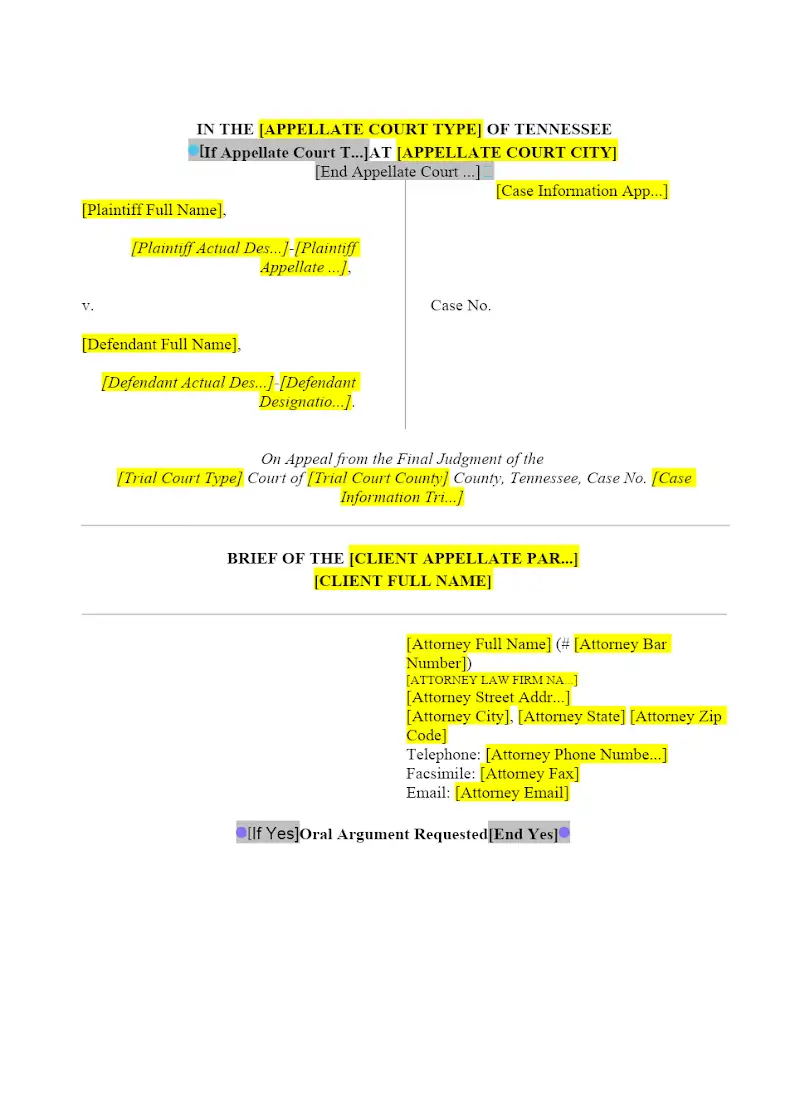 Appellate Brief Cover