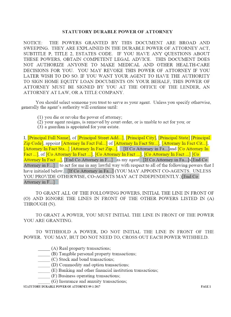 Statutory Power of Attorney